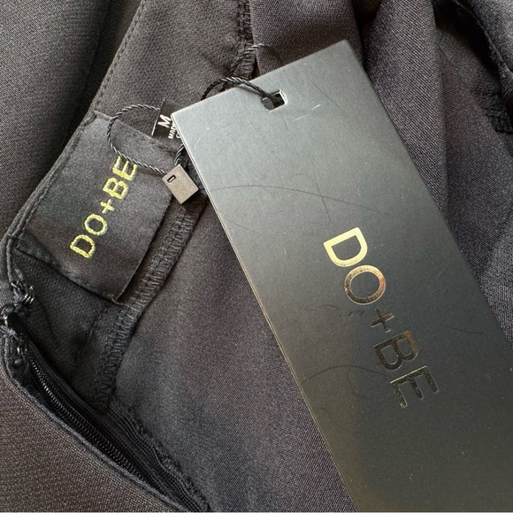 NWT DO+BE Black Strapless Overlay Front Ruffle Wide Leg Jumpsuit Black Size M - Picture 8 of 12